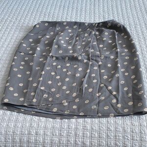 Lafayette 148 New York Gray and Cream Polka Dot Mini Skirt